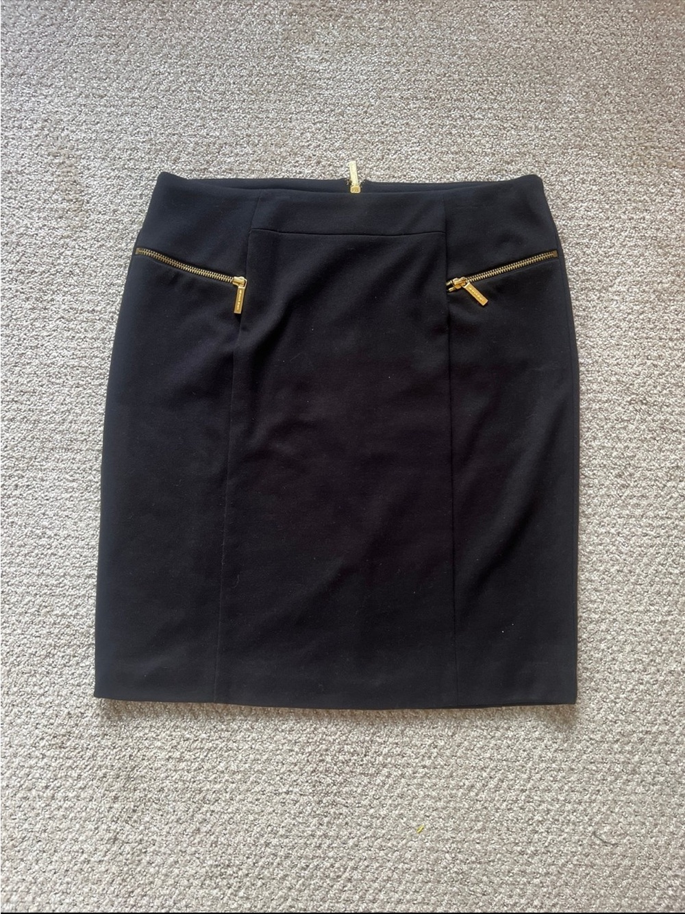 MICHAEL Michael Kors Black Pencil Skirt with Gold Zippers